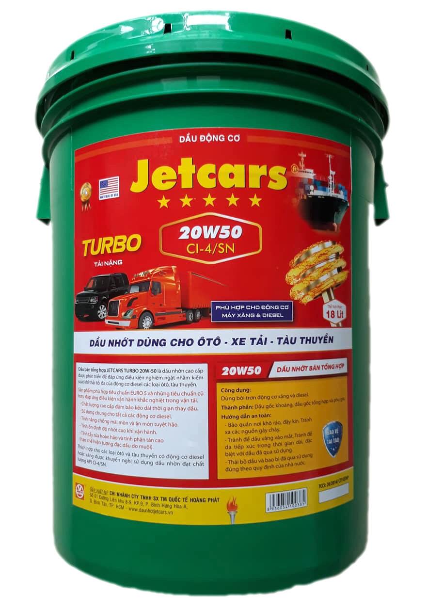 Nhớt Động Cơ JETCARS TURBO CI4 20W 50 - SN/ 18Lít